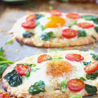 Breakfast Pizza on store bought naan bread