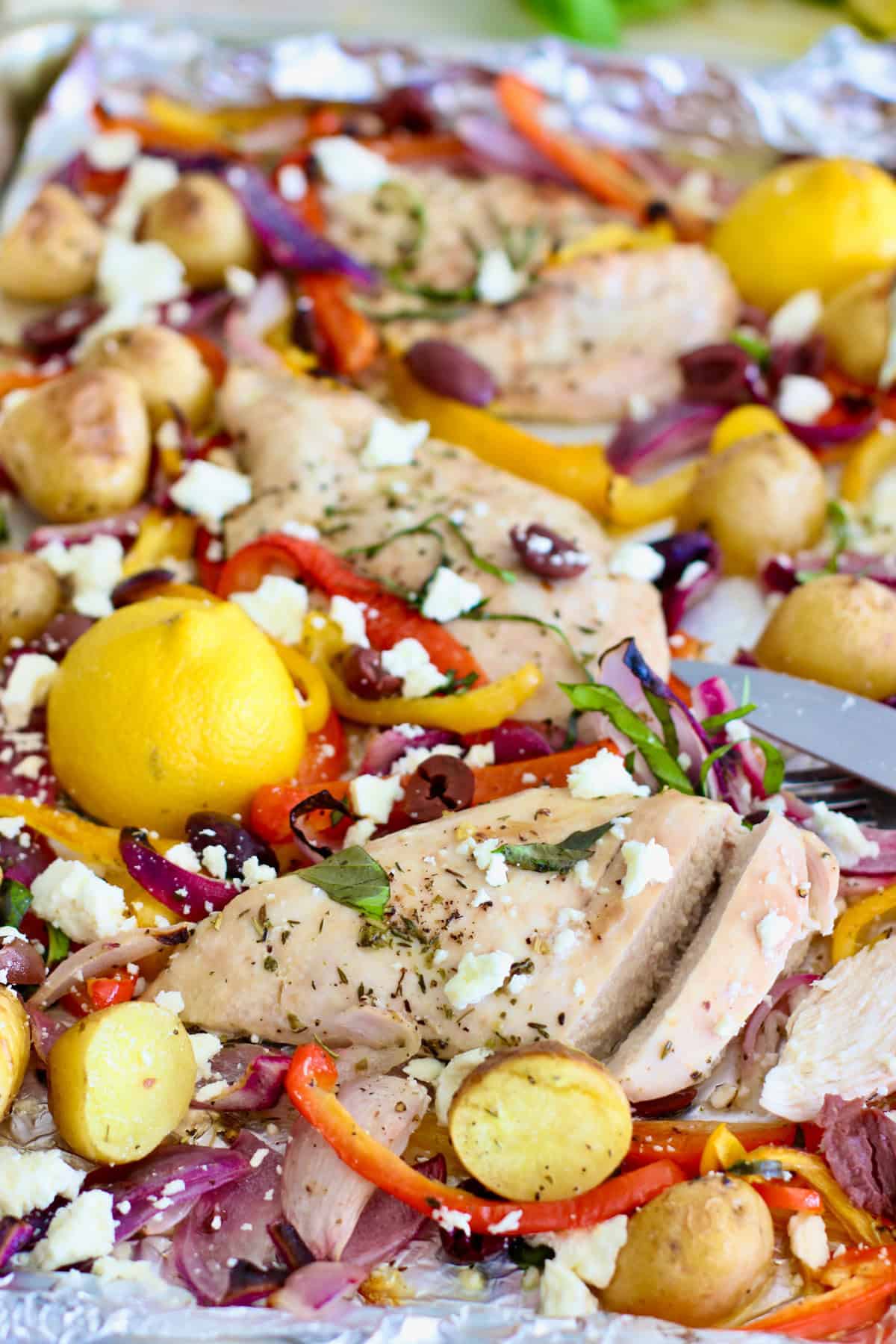 chicken sheet pan dinner ready to serve