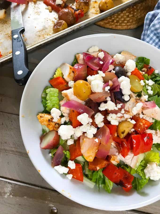 Greek Chicken Sheet Pan Dinner for Lunch!