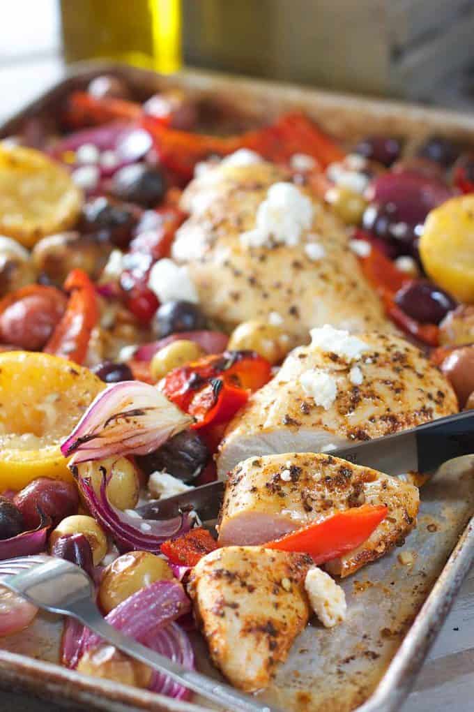 Mediterranean Chicken Sheet Pan Dinner Recipe