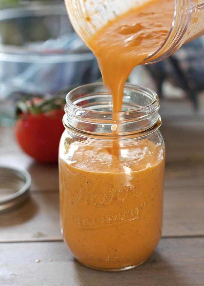 Chili Vinaigrette in a mason jar