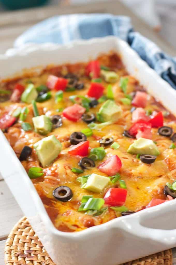 Easy Chicken Enchilada Casserole - Laughing Spatula