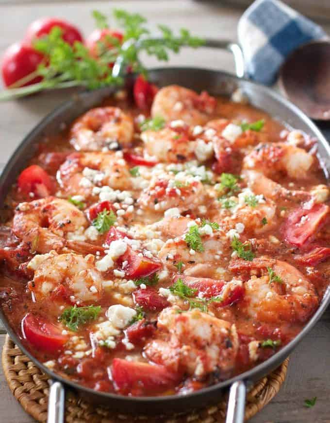 Baked Shrimp with Tomatoes and Feta - Laughing Spatula