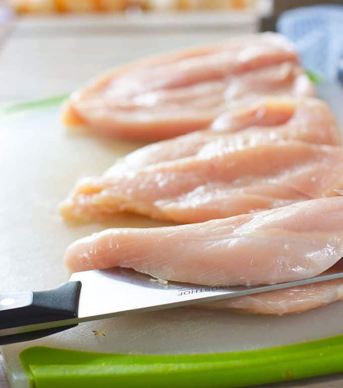 How to cut chicken breasts horizontally