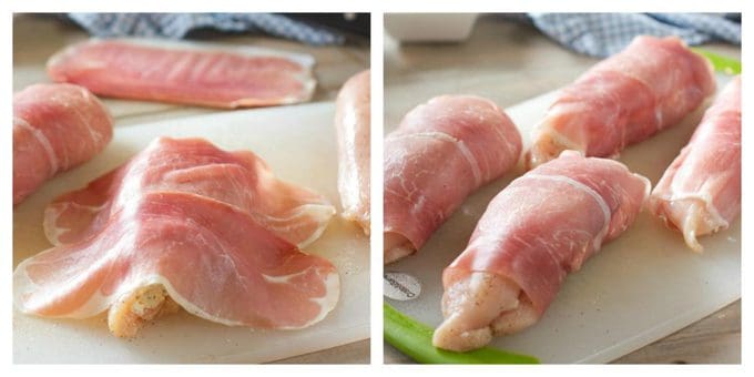 Prosciutto wrapped chicken breasts