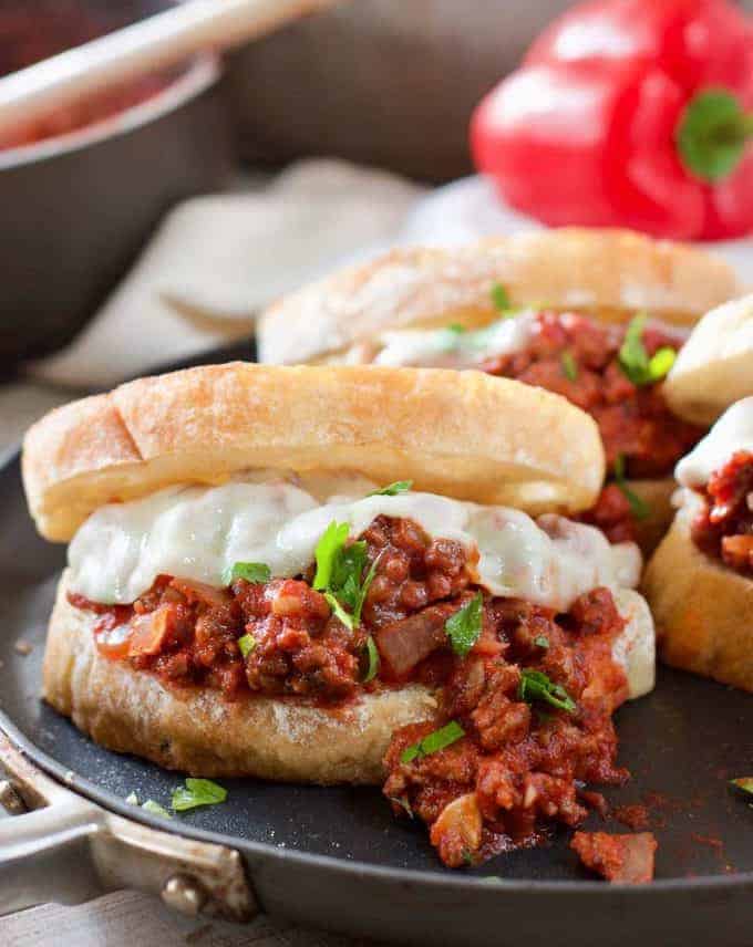 French Bread slathered with Sloppy Joe Italian Style