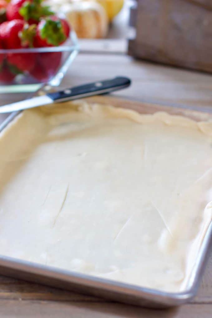 Sheet Pan Quiche Crust rolled out