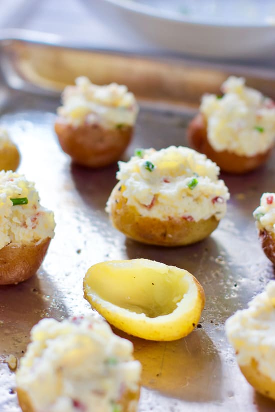 Stuffed Potatoes shells ready for the oven