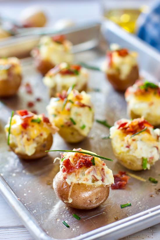 Baked Potato Bites on a sheet pan