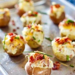 Twice Baked Potato Bites on sheet pan