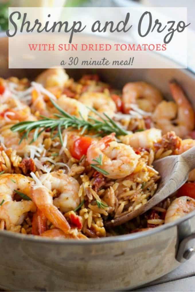 Shrimp and Orzo Skillet