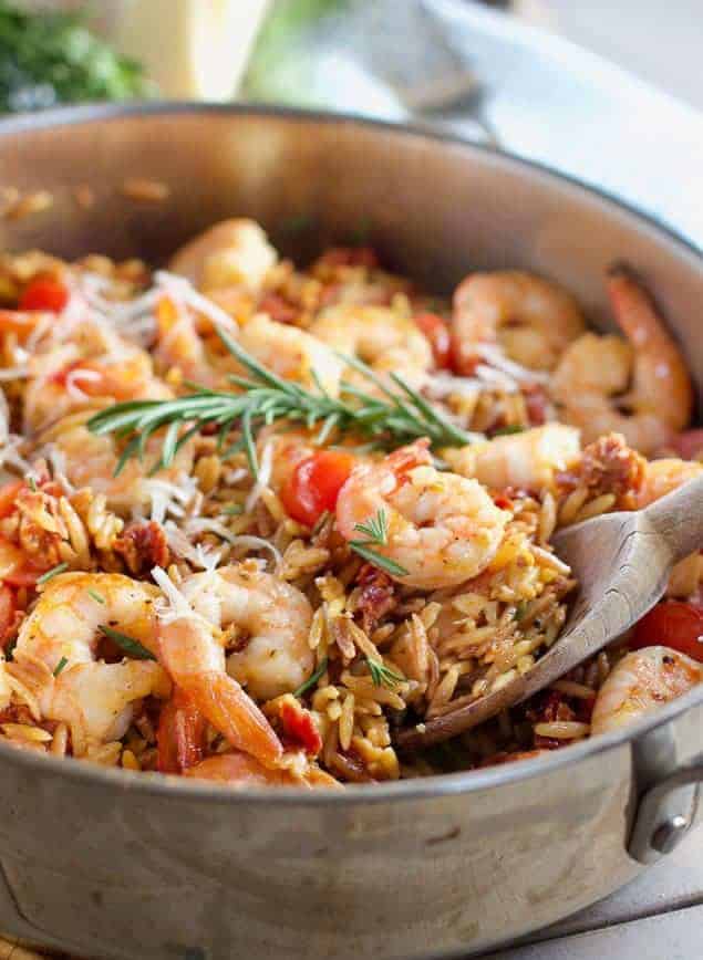 Spicy Southern Style Shrimp with Lemon Basil Orzo. - Half Baked