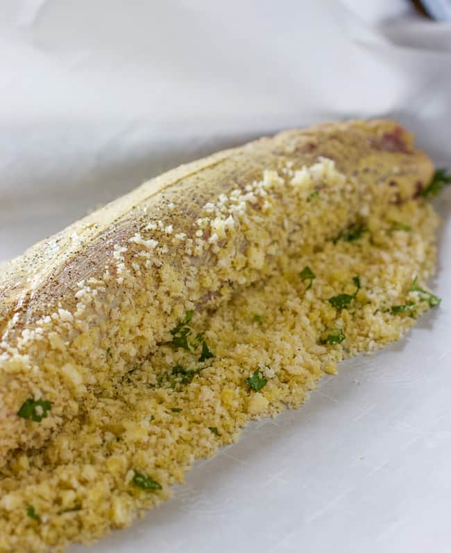 Pork Tenderloin slathered in dijon mustard and rolled in panko crumbs