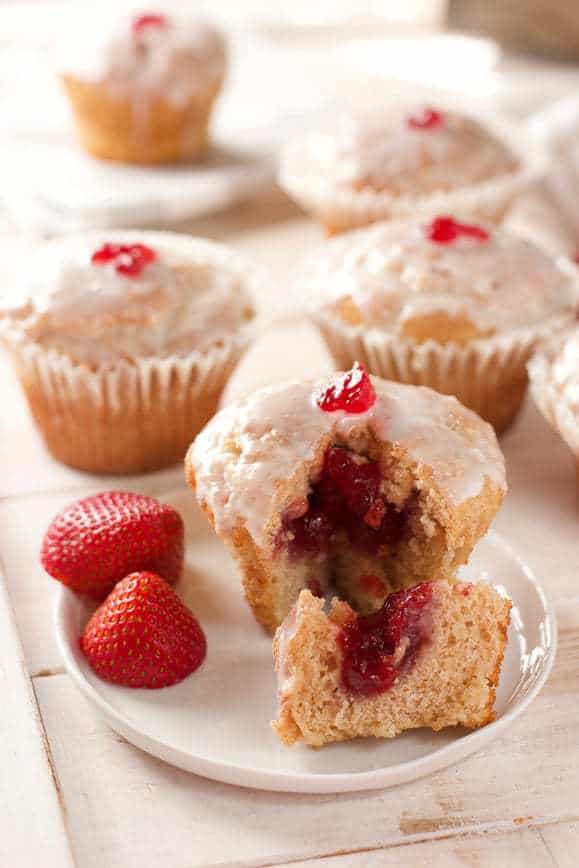 Strawberry jelly donuts ready to serve