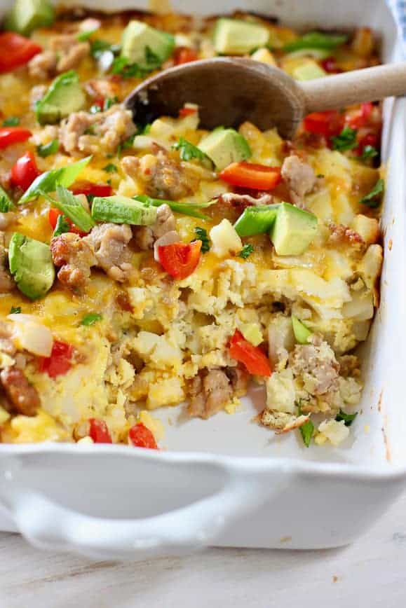 Breakfast Casserole with Sausage and Hash Browns - Laughing Spatula