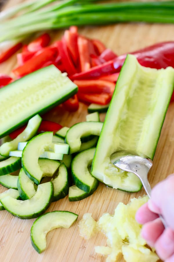 how to remove seeds from an english cucumber