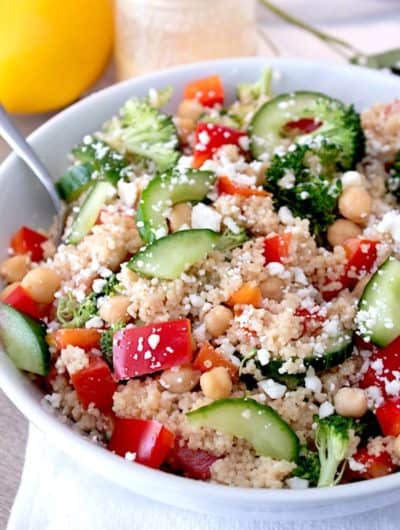 couscous salad picture in a white bowl