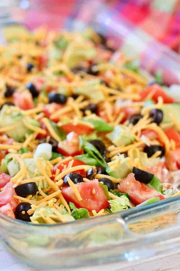 Skinny Taco Dip ready to serve