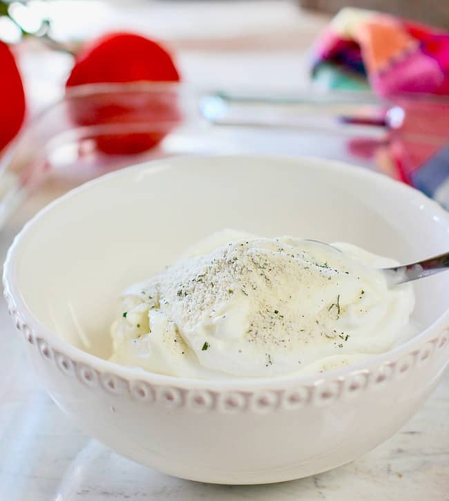 Sour Cream and Ranch Dressing in a bowl