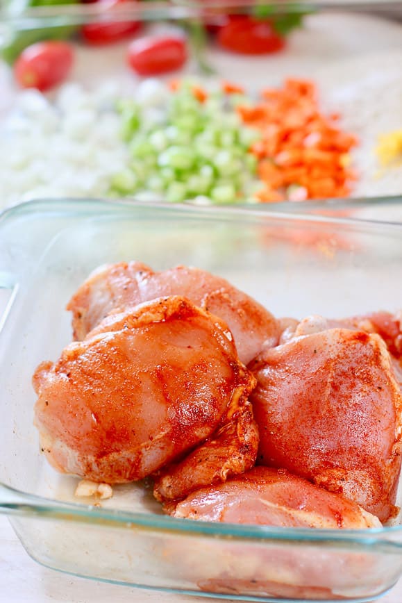 chicken thighs tossed in spices