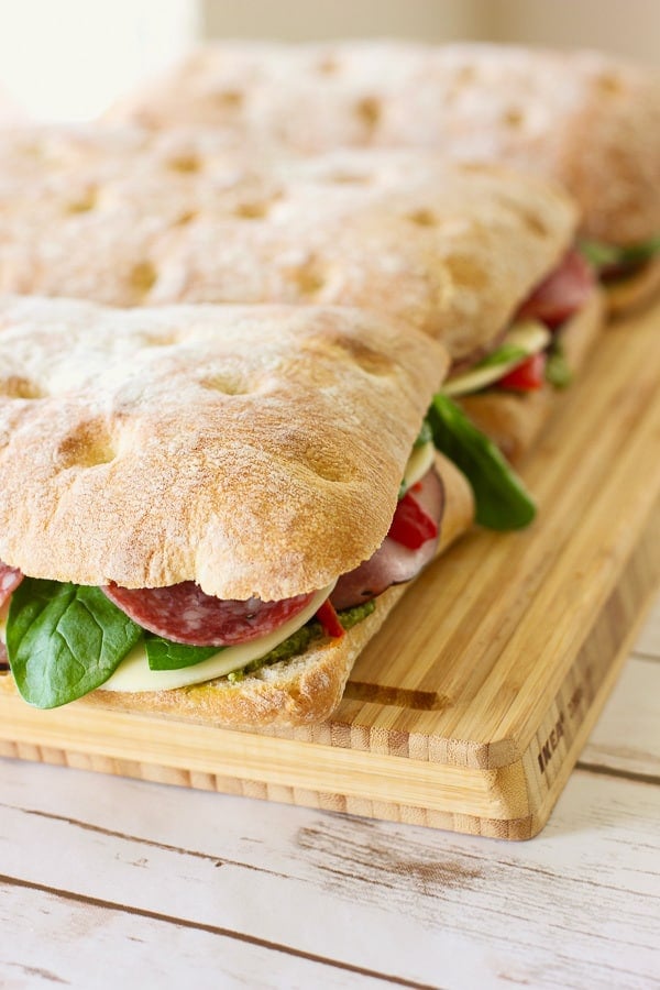 three sandwiches ready to press