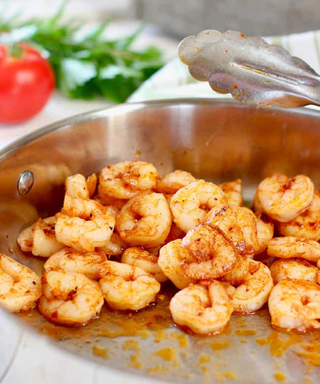 shrimp saute in skillet