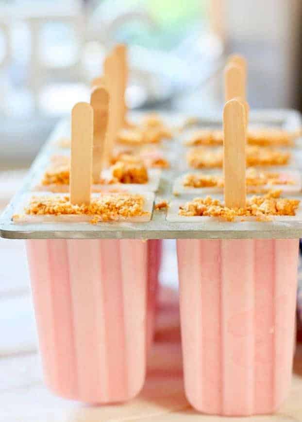 Strawberry Cheesecake Popsicles in mold