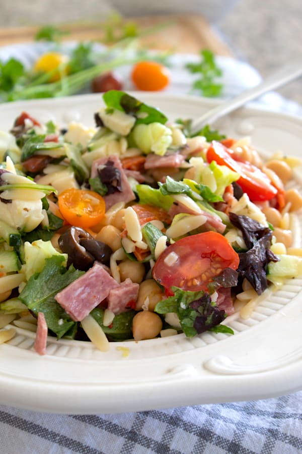 white bowl full of italian chopped salad