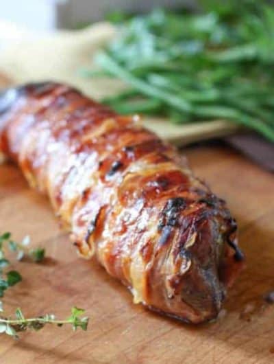 Pork Loin In Prosciutto on cutting board