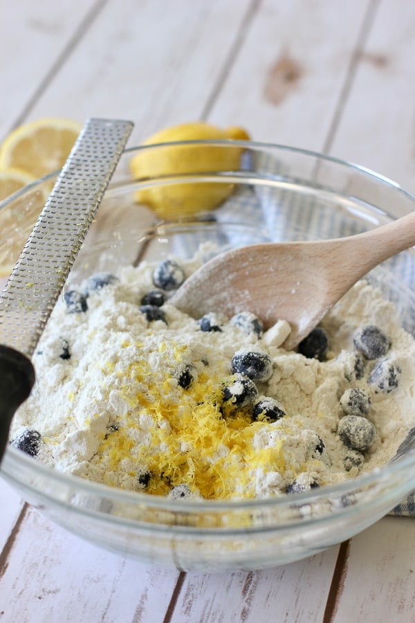 Lemon Blueberry Scones with lemon zest