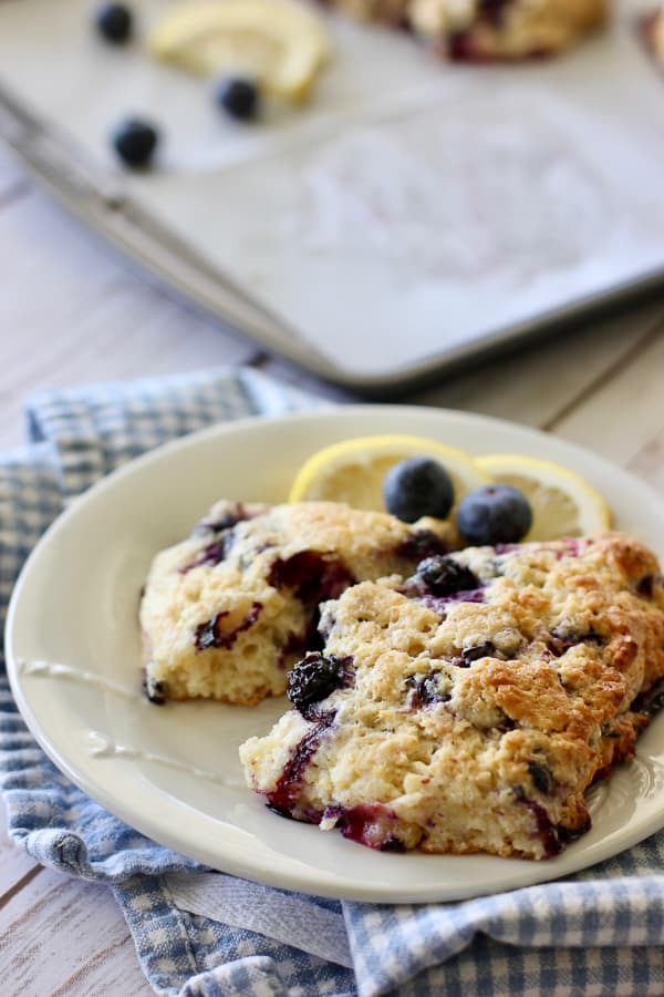 lemon scones on a white plate