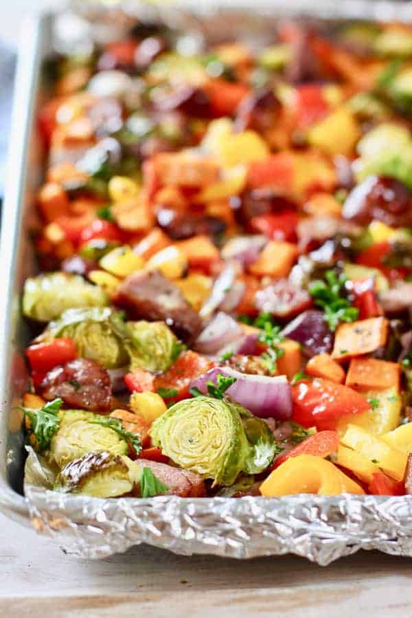 Sheet Pan Sausage and Veggies - Laughing Spatula