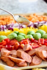 How to make sausage and veggies on a sheet pan