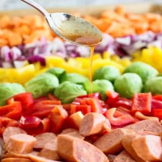 How to make sausage and veggies on a sheet pan