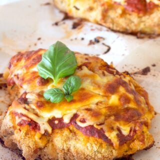 double view of baked chicken parmesan