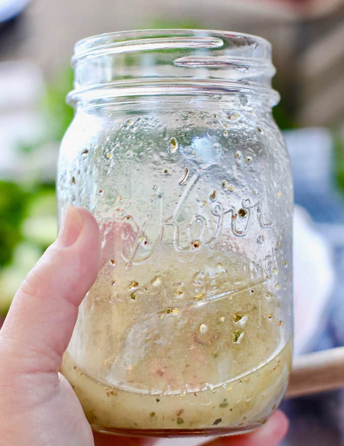 simple vinaigrette in mason type jar