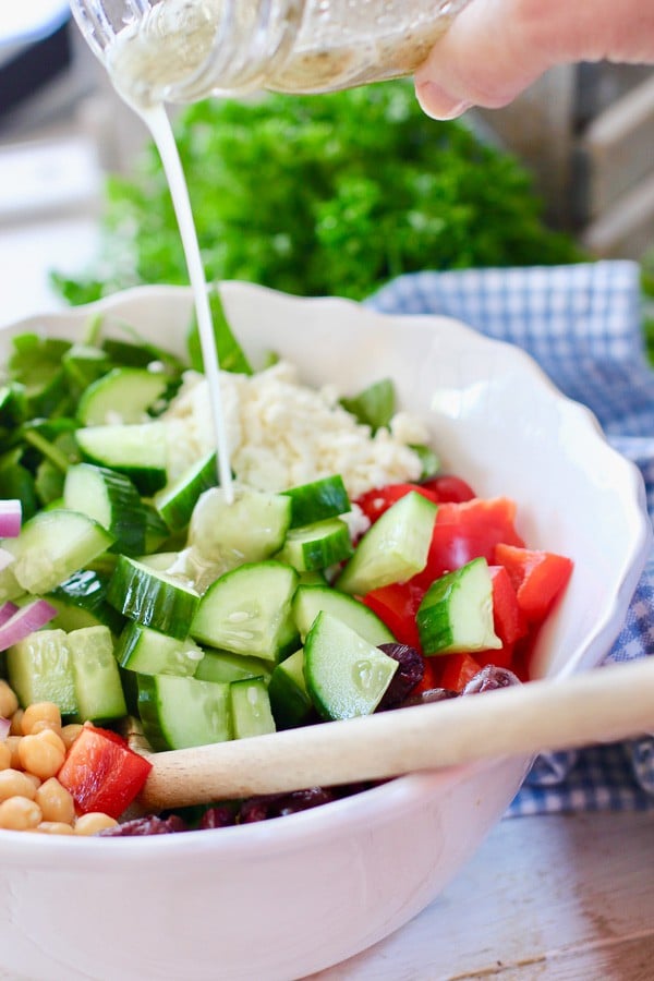 salad and vinaigrette tossed