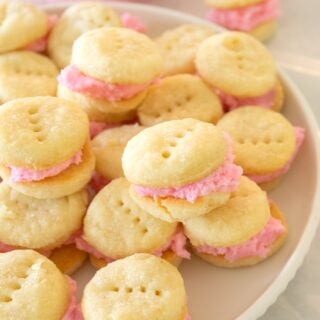 cream wafer cookies on a plate