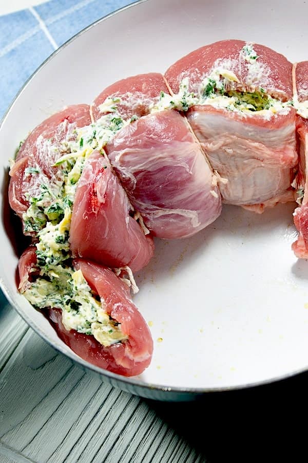 searing pork tenderloin before baking in stovetop pan