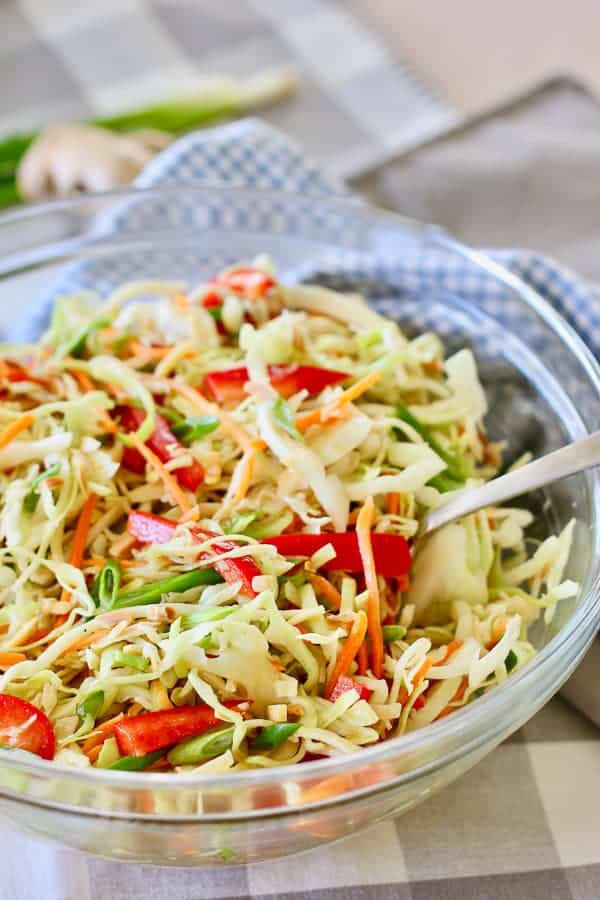 Asian slaw with ginger peanut dressing