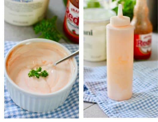 yogurt and hot sauce mixture