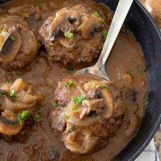 overhead view of salisbury steak
