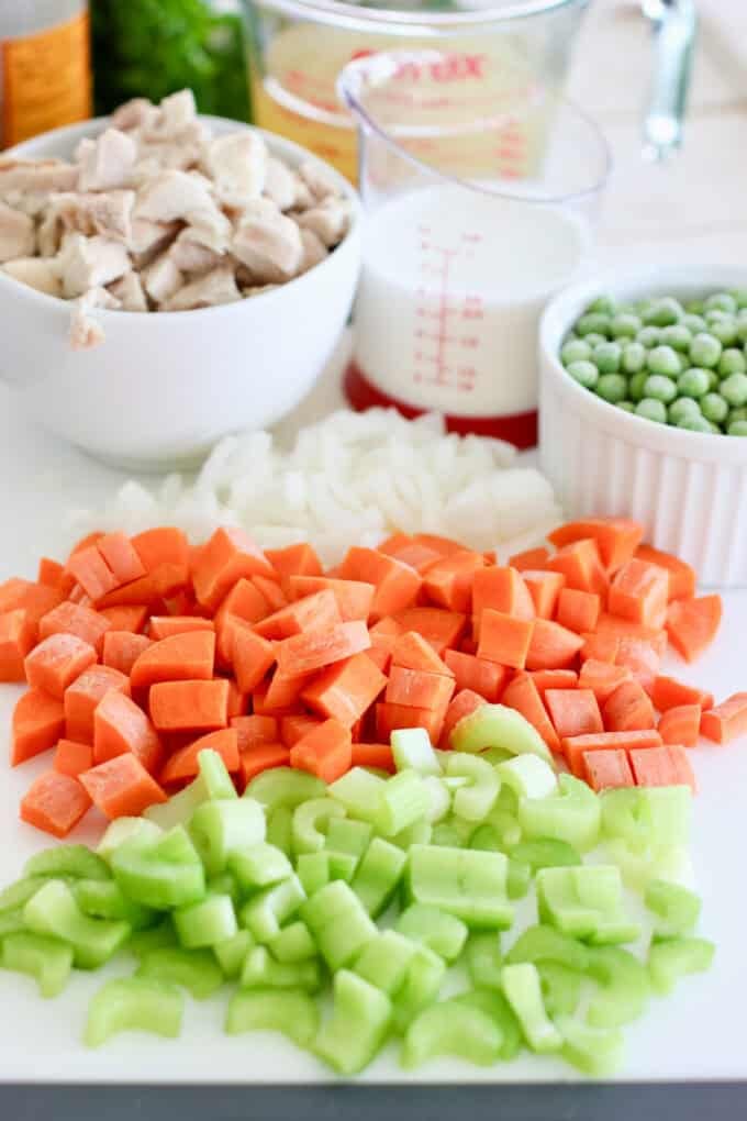 Ingredients for chicken pot pie