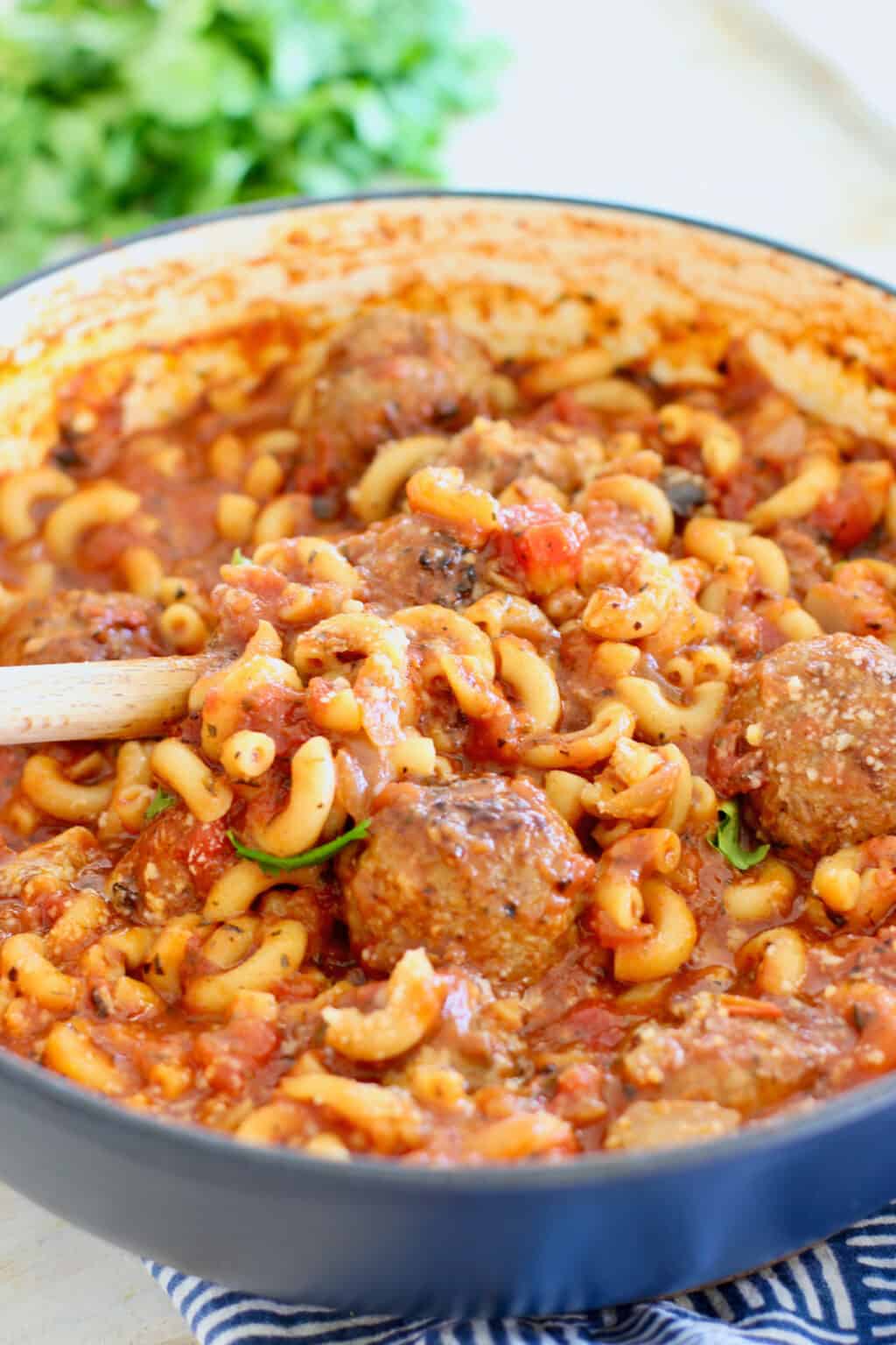 One Pan Meatballs and Pasta Skillet - Laughing Spatula