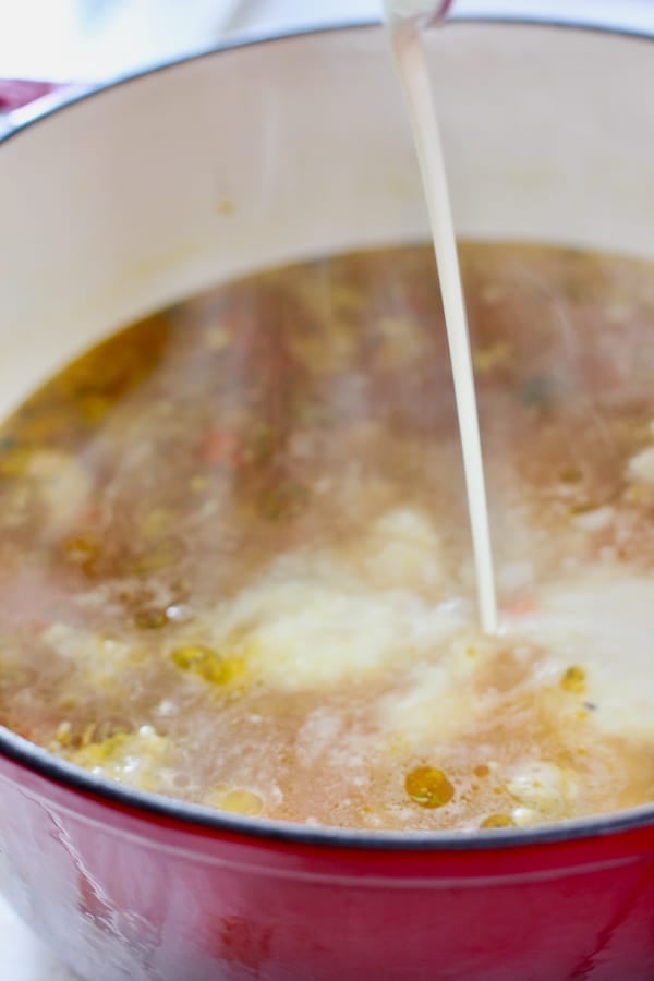 cream going into soup