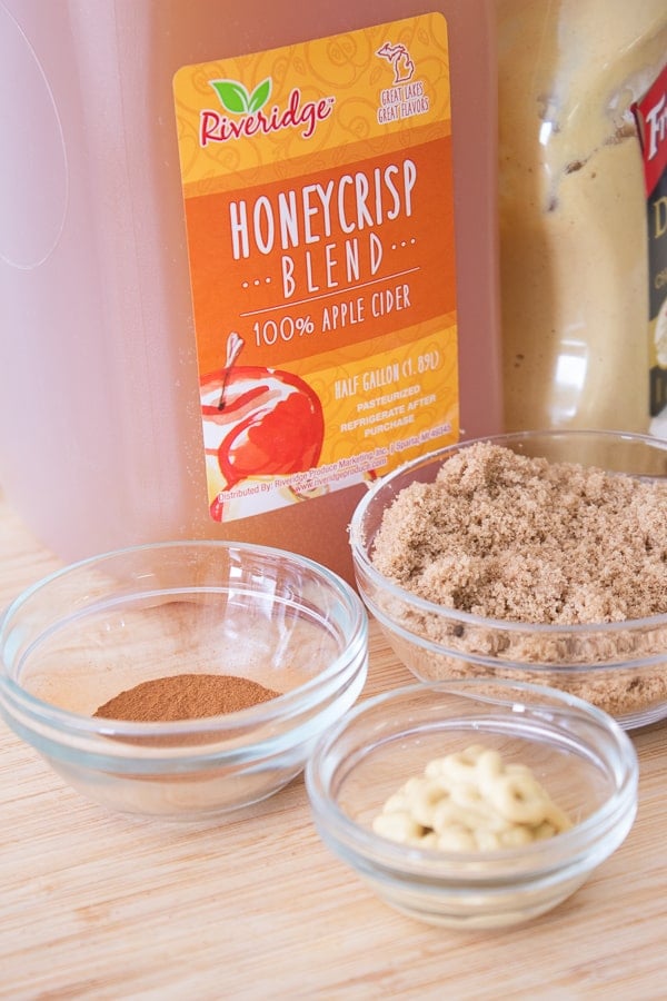 Apple Cider Glaze Sauce Ingredients Displayed on a cutting board