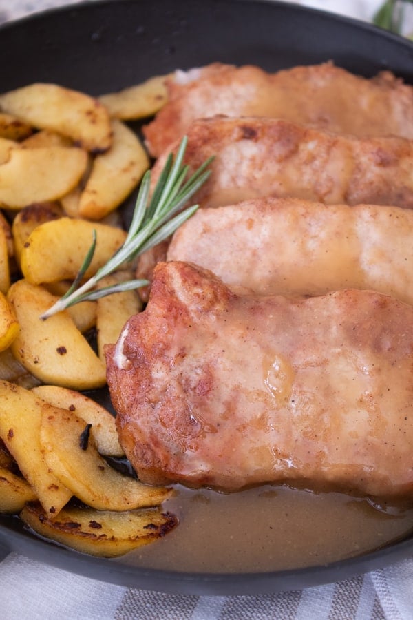 Cider Glazed Pork Chops in Pan