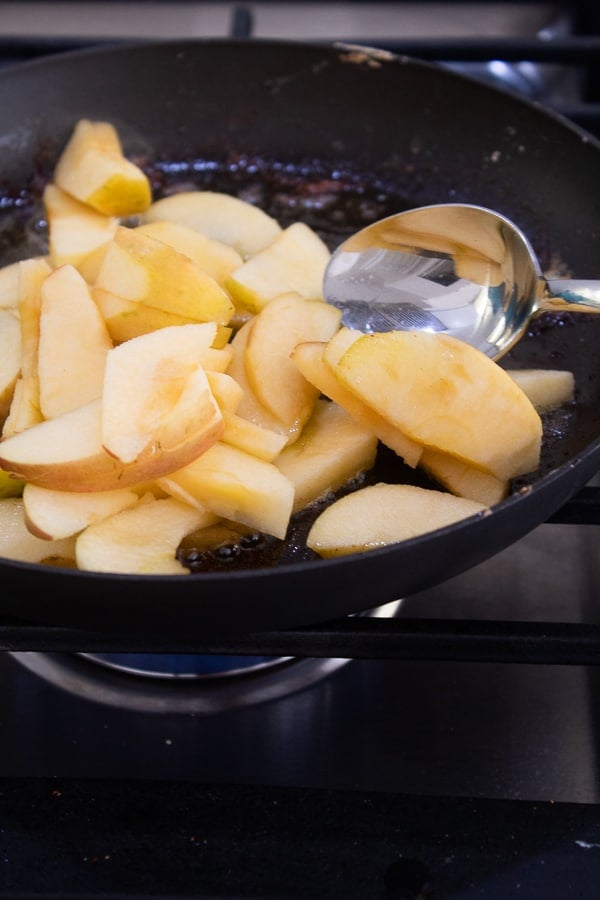 sauté apples in pan