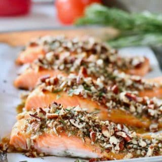 Pecan Crusted Salmon ready to serve