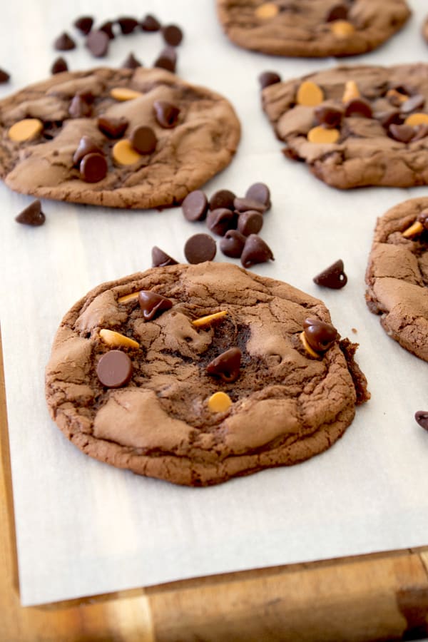 brownie cookie on cutting board